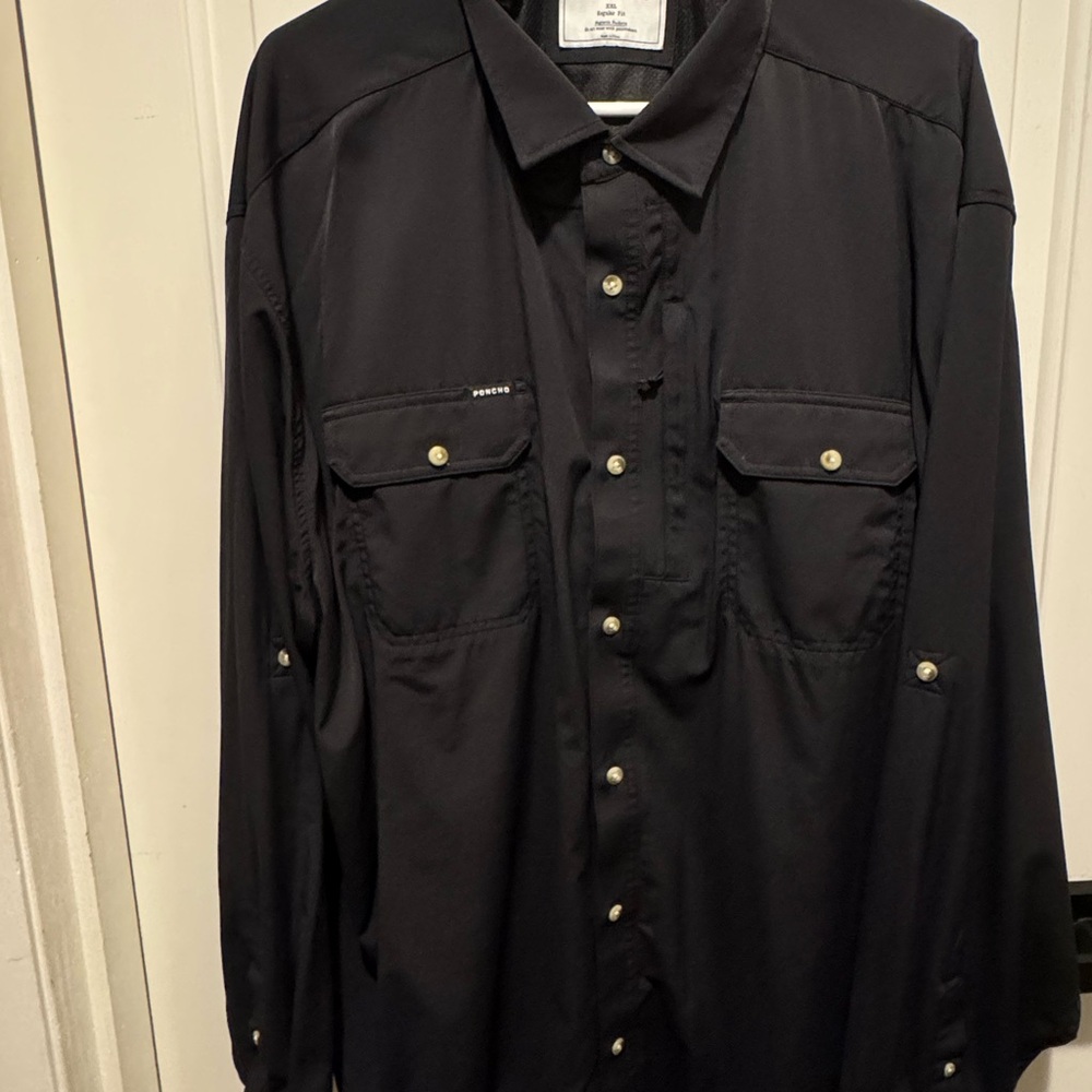 Poncho Outdoors Black Long Sleeve Button Up